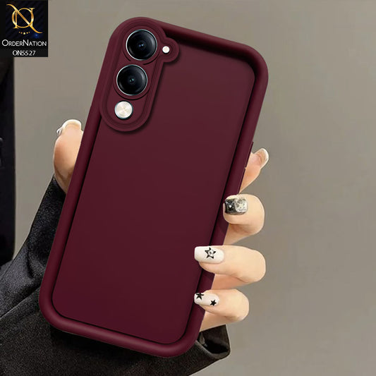 Vivo Y04 Cover - Maroon - Soft Silicone Case With Round Bumper Matte TPU Shockproof Cover