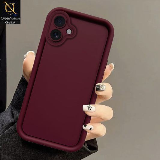 iPhone 16 Plus Cover - Maroon - Soft Silicone Case With Round Bumper Matte TPU Shockproof Cover