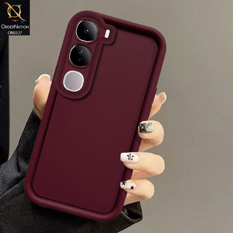Vivo Y300 Cover - Maroon - Soft Silicone Case With Round Bumper Matte TPU Shockproof Cover