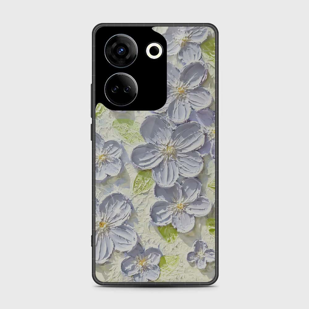 Tecno Camon 20 Pro Cover - Floral Series - Design 12 - Grey & Green - HQ Premium Shine Durable Shatterproof Case
