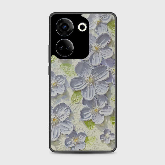 Tecno Camon 20 Pro Cover - Floral Series - Design 12 - Grey & Green - HQ Premium Shine Durable Shatterproof Case