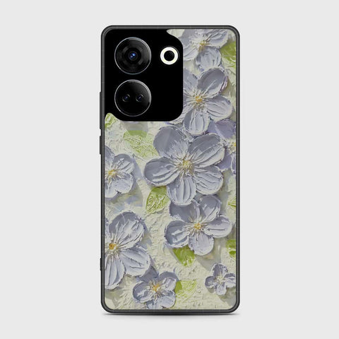 Tecno Camon 20 Pro Cover - Floral Series - Design 12 - Grey & Green - HQ Premium Shine Durable Shatterproof Case
