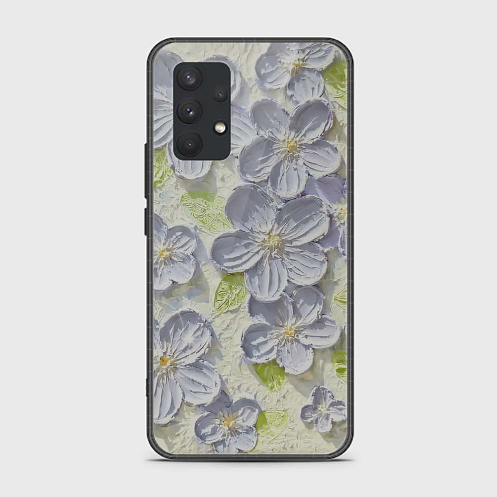Samsung Galaxy A32 Cover - Floral Series - Design 12 - Grey & Green - HQ Premium Shine Durable Shatterproof Case