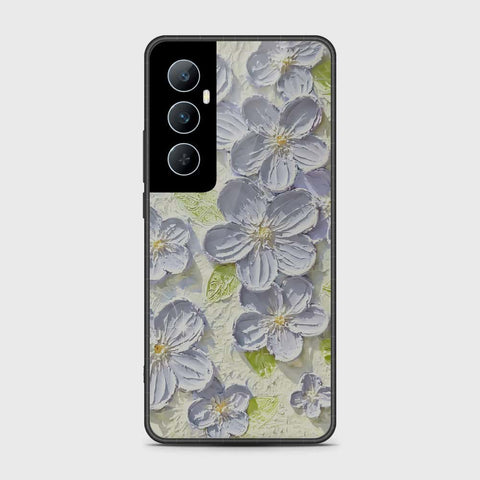 Realme C65 Cover - Floral Series - Design 12 - Grey & Green - HQ Premium Shine Durable Shatterproof Case