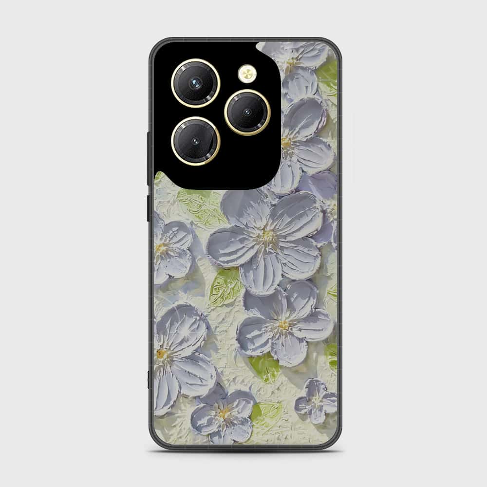 Infinix Hot 40 Pro Cover - Floral Series - Design 12 - Grey & Green - HQ Premium Shine Durable Shatterproof Case