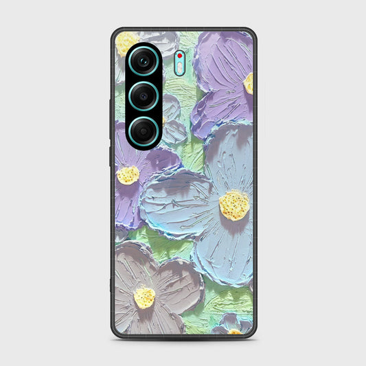 Tecno Camon 40 Cover - Floral Series - Design 1 - Purple & Aqua - HQ Premium Shine Durable Shatterproof Case