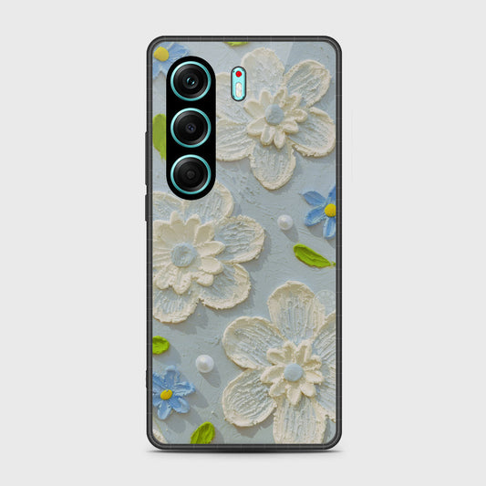 Tecno Camon 40 Cover - Floral Series - Design 3 - Sky Blue - HQ Premium Shine Durable Shatterproof Case
