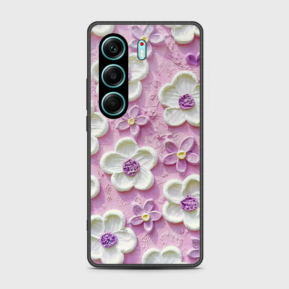 Tecno Camon 40 Cover - Floral Series - Design 4 - Purple & White - HQ Premium Shine Durable Shatterproof Case