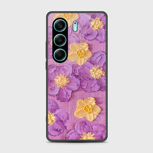 Tecno Camon 40 Cover - Floral Series - Design 8 - Purple & Yellow - HQ Premium Shine Durable Shatterproof Case
