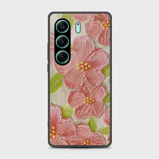 Tecno Camon 40 Cover - Floral Series - Design 9 - Pink & Green - HQ Premium Shine Durable Shatterproof Case