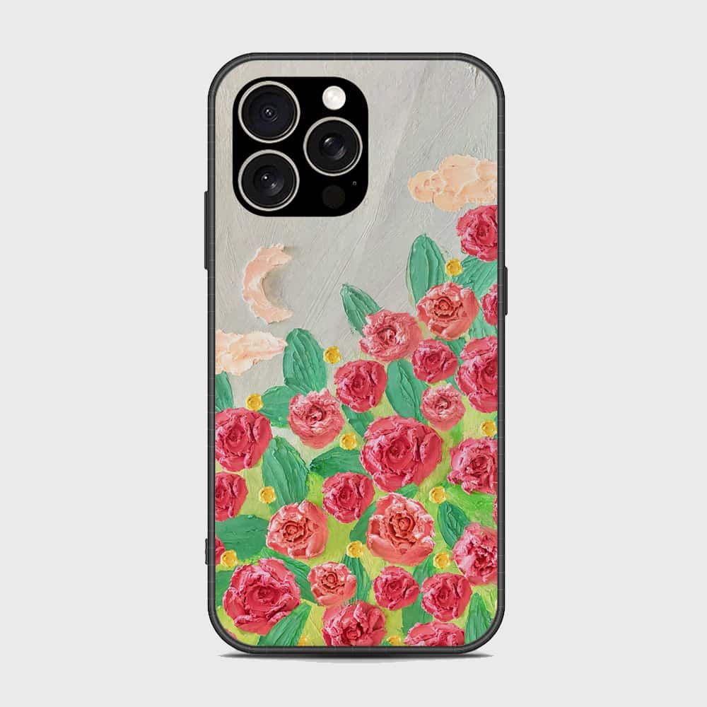 iPhone 15 Pro Cover - Floral Series - Design 10 - Red & Green - HQ Premium Shine Durable Shatterproof Case