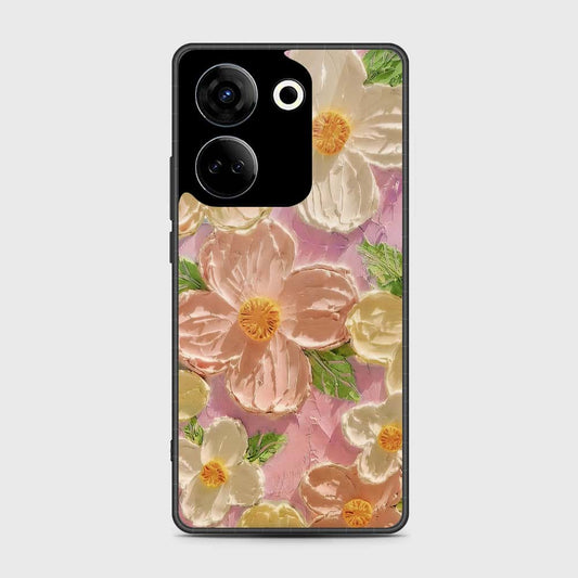 Tecno Camon 20 Pro Cover - Floral Series - Design 11 - White & Green - HQ Premium Shine Durable Shatterproof Case