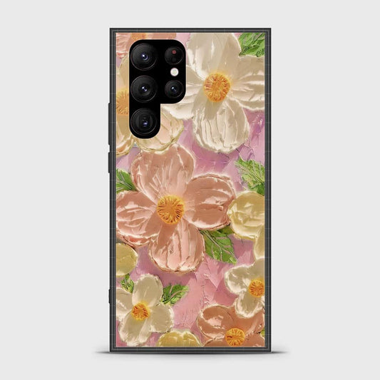 Samsung Galaxy S23 Ultra 5G Cover - Floral Series - Design 11 - White & Green - HQ Premium Shine Durable Shatterproof Case