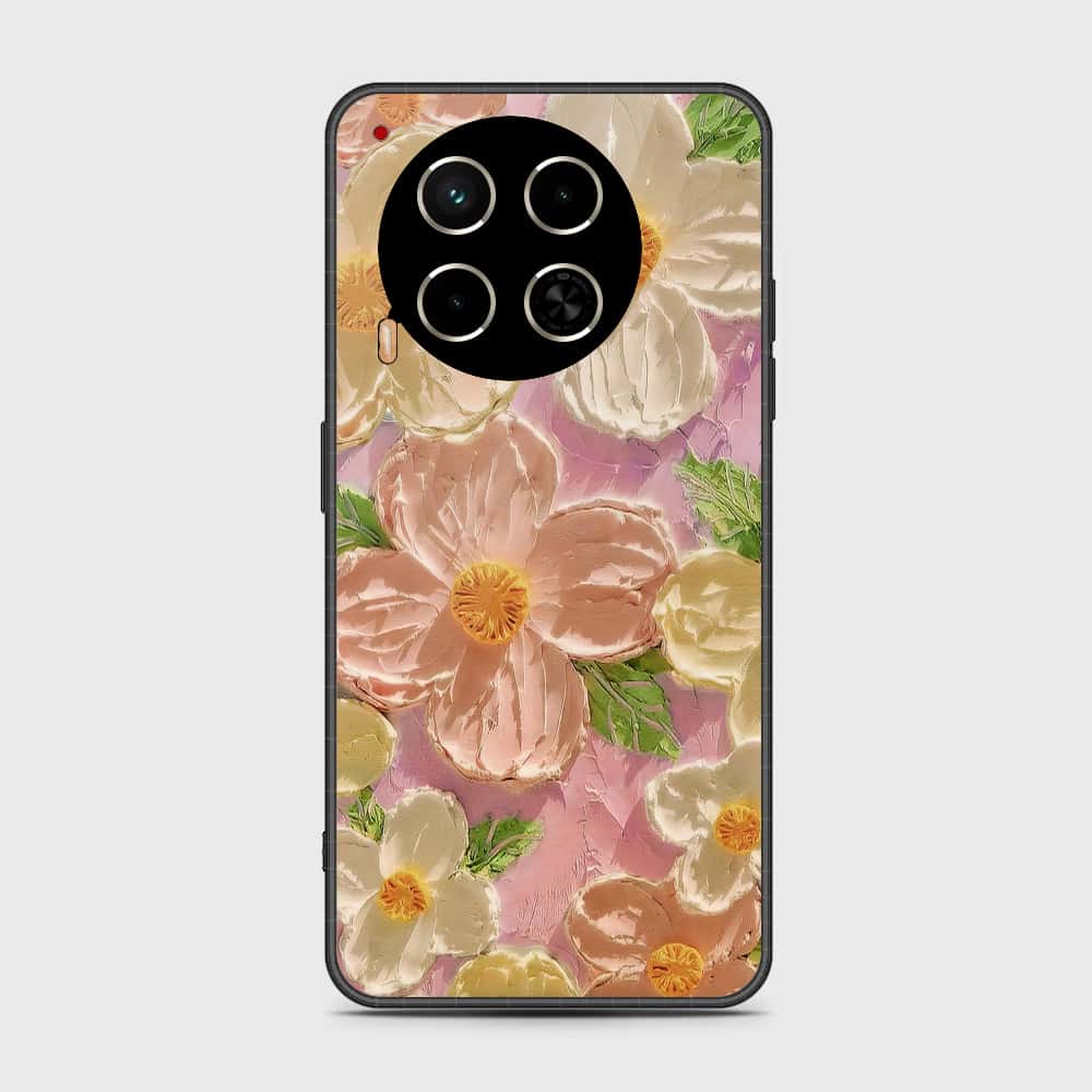 Tecno Camon 30 Cover - Floral Series - Design 11 - White & Green - HQ Premium Shine Durable Shatterproof Case (Fast Delivery)(N))