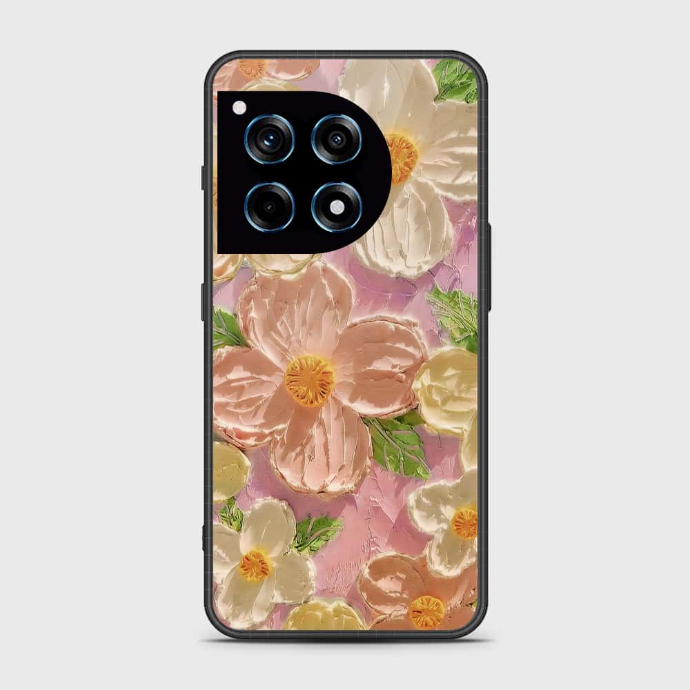 OnePlus 12R Cover - Floral Series - Design 11 - White & Green - HQ Premium Shine Durable Shatterproof Case