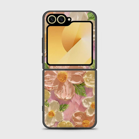 Samsung Galaxy Z Flip 6 Cover - Floral Series - Design 11 - White & Green - HQ Premium Shine Durable Shatterproof Case