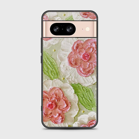 Google Pixel 8 Cover - Floral Series - Design 13 - Offwhite & Green - HQ Premium Shine Durable Shatterproof Case (Fast Delivery)