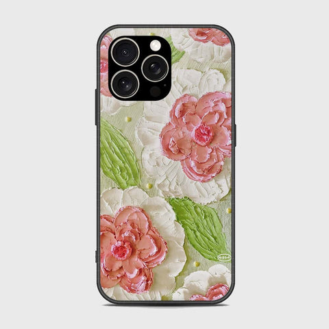 iPhone 15 Pro Cover - Floral Series - Design 13 - Offwhite & Green - HQ Premium Shine Durable Shatterproof Case