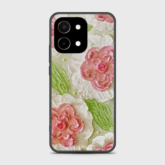 Vivo Y28 4G Cover - Floral Series - Design 13 - Offwhite & Green - HQ Premium Shine Durable Shatterproof Case
