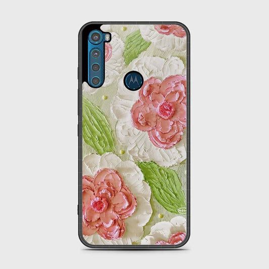 Motorola One Fusion Plus Cover - Floral Series - Design 13 - Offwhite & Green - HQ Premium Shine Durable Shatterproof Case