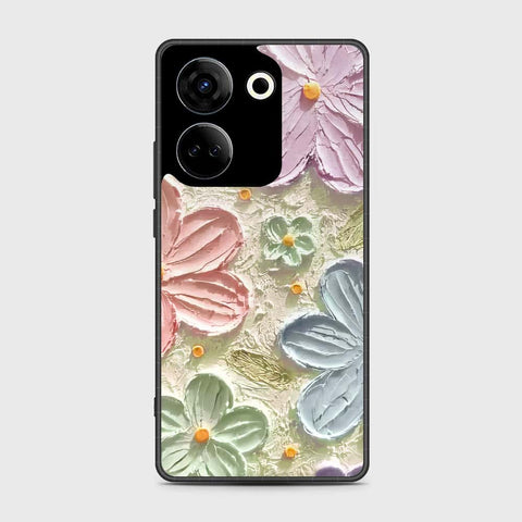 Tecno Camon 20 Pro Cover - Floral Series - Design 15 - Blue & Green - HQ Premium Shine Durable Shatterproof Case