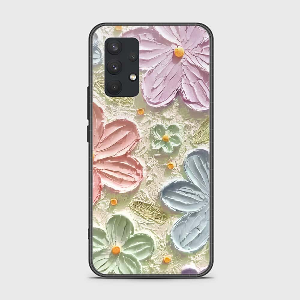 Samsung Galaxy A32 Cover - Floral Series - Design 15 - Blue & Green - HQ Premium Shine Durable Shatterproof Case