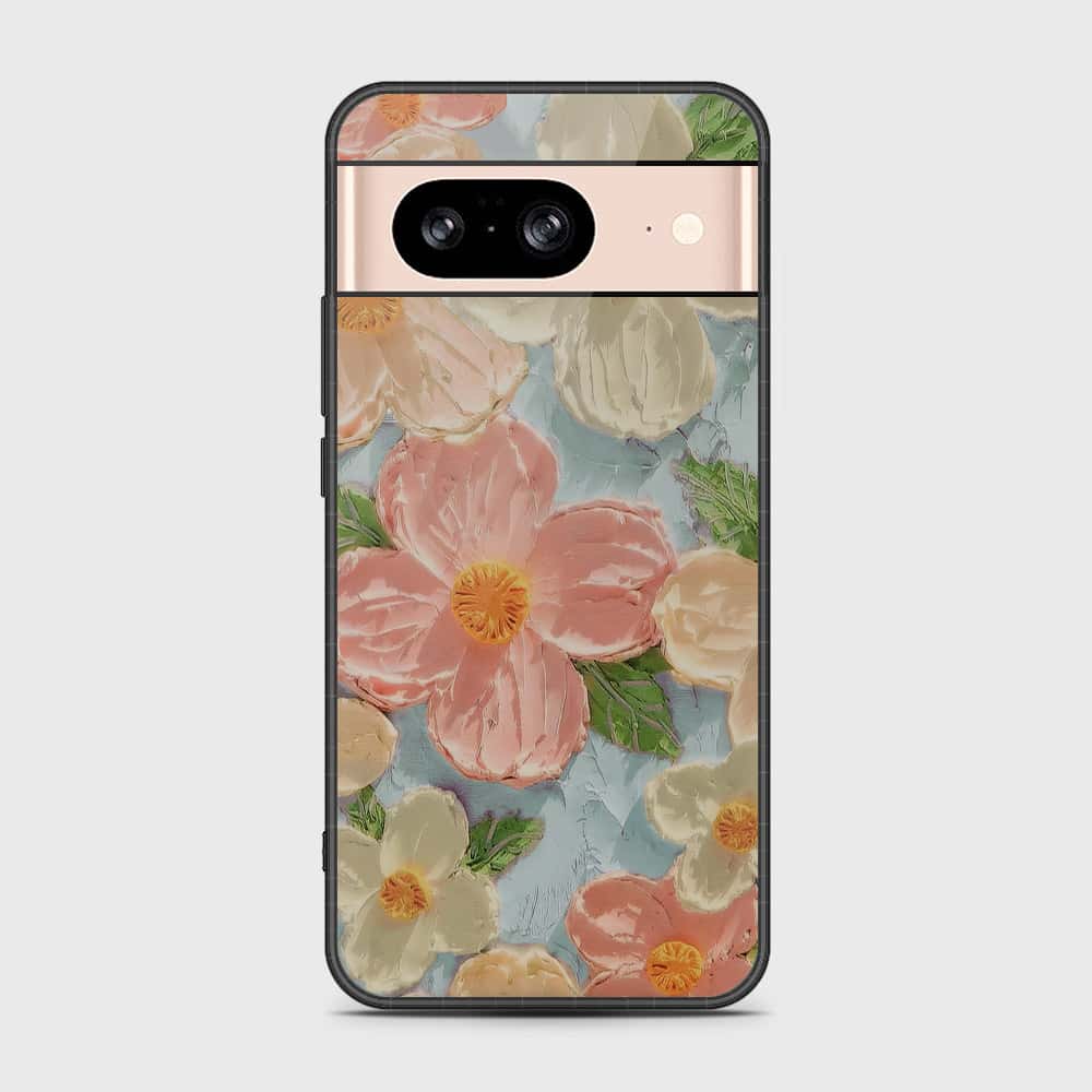 Google Pixel 8 Cover - Floral Series - Design 16 - Cyan & Pink - HQ Premium Shine Durable Shatterproof Case (Fast Delivery)(N))