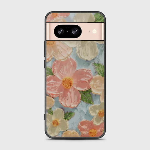 Google Pixel 8 Cover - Floral Series - Design 16 - Cyan & Pink - HQ Premium Shine Durable Shatterproof Case (Fast Delivery)(N))