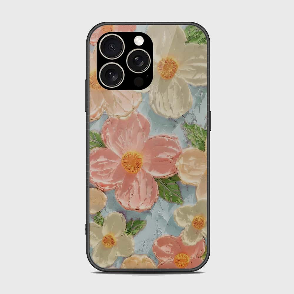 iPhone 15 Pro Cover - Floral Series - Design 16 - Cyan & Pink - HQ Premium Shine Durable Shatterproof Case
