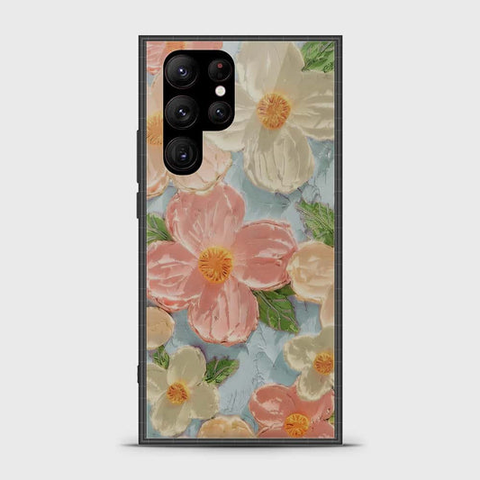 Samsung Galaxy S23 Ultra 5G Cover - Floral Series - Design 16 - Cyan & Pink - HQ Premium Shine Durable Shatterproof Case