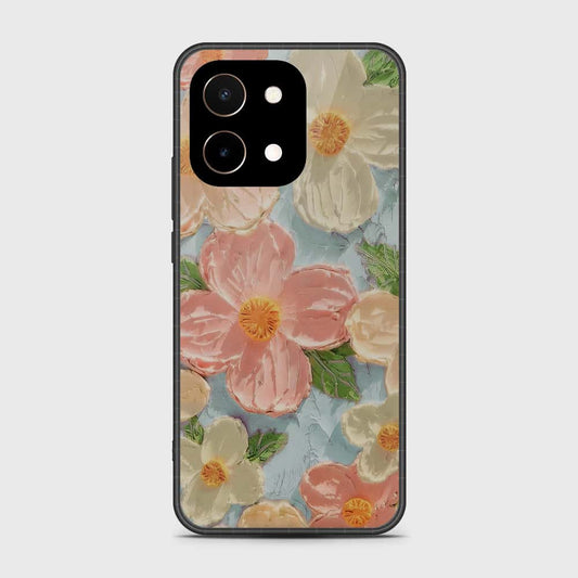 Vivo Y28 4G Cover - Floral Series - Design 16 - Cyan & Pink - HQ Premium Shine Durable Shatterproof Case