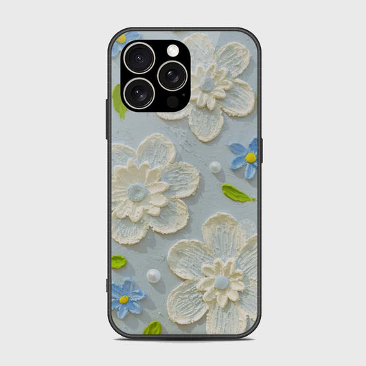 iPhone 15 Pro Cover - Floral Series - Design 3 - Sky Blue - HQ Premium Shine Durable Shatterproof Case