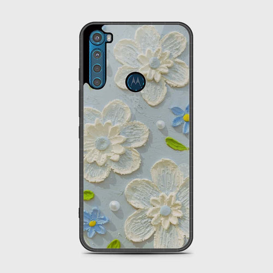 Motorola One Fusion Plus Cover - Floral Series - Design 3 - Sky Blue - HQ Premium Shine Durable Shatterproof Case