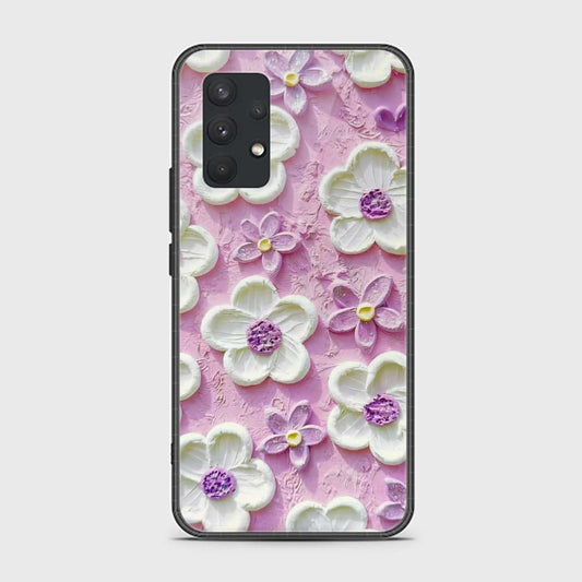 Samsung Galaxy A32 Cover - Floral Series - Design 4 - Purple & White - HQ Premium Shine Durable Shatterproof Case