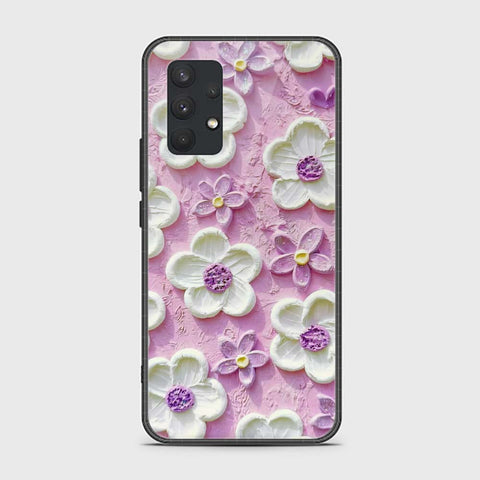 Samsung Galaxy A32 Cover - Floral Series - Design 4 - Purple & White - HQ Premium Shine Durable Shatterproof Case