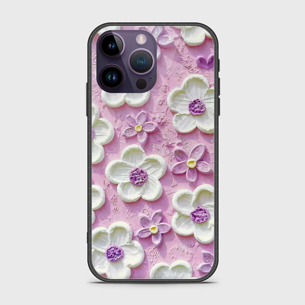 iPhone 14 Pro Max Cover - Floral Series - Design 4 - Purple & White - HQ Premium Shine Durable Shatterproof Case