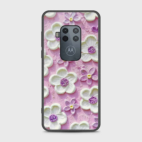 Motorola Moto One Zoom Cover - Floral Series - Design 4 - Purple & White - HQ Premium Shine Durable Shatterproof Case