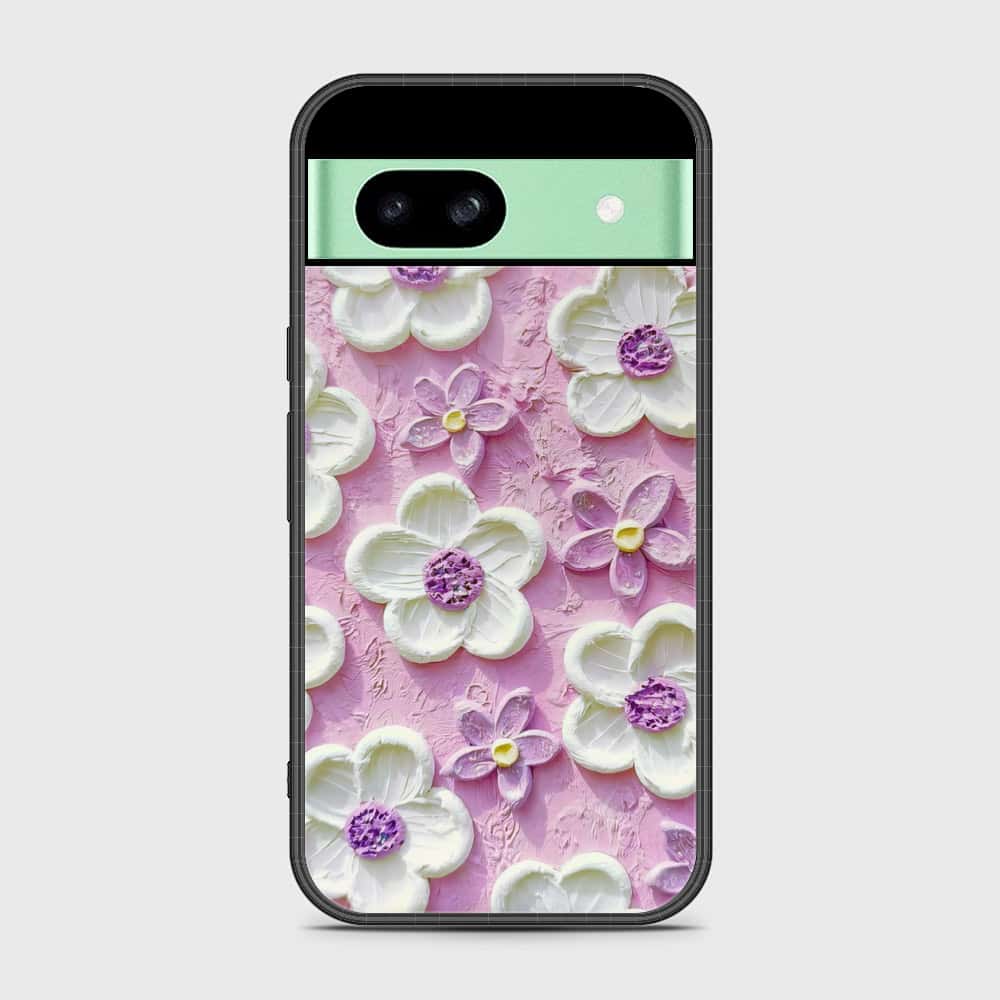 Google Pixel 8a Cover - Floral Series - Design 4 - Purple & White - HQ Premium Shine Durable Shatterproof Case