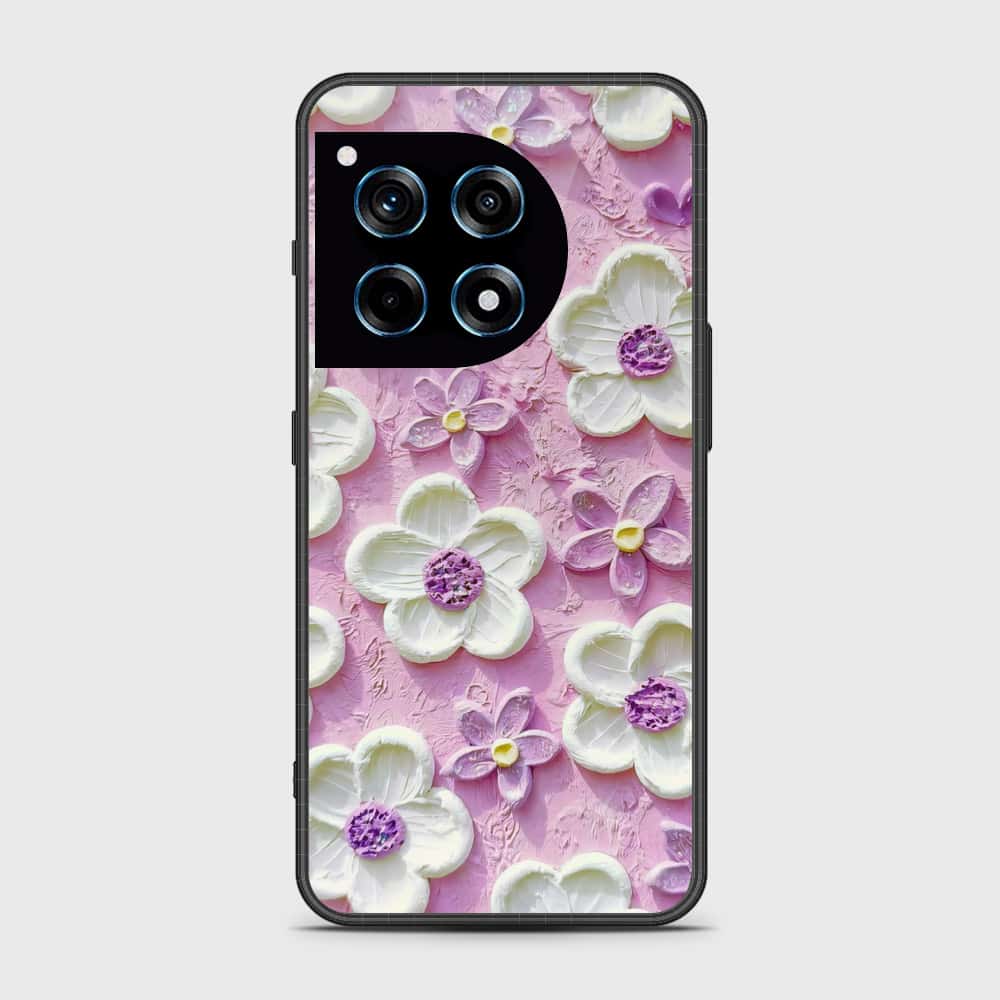 OnePlus 12R Cover - Floral Series - Design 4 - Purple & White - HQ Premium Shine Durable Shatterproof Case