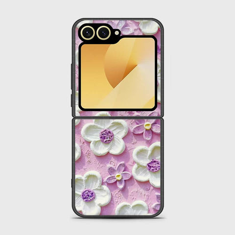 Samsung Galaxy Z Flip 6 Cover - Floral Series - Design 4 - Purple & White - HQ Premium Shine Durable Shatterproof Case