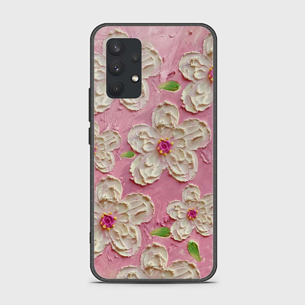 Samsung Galaxy A32 Cover - Floral Series - Design 5 - Pink & White - HQ Premium Shine Durable Shatterproof Case