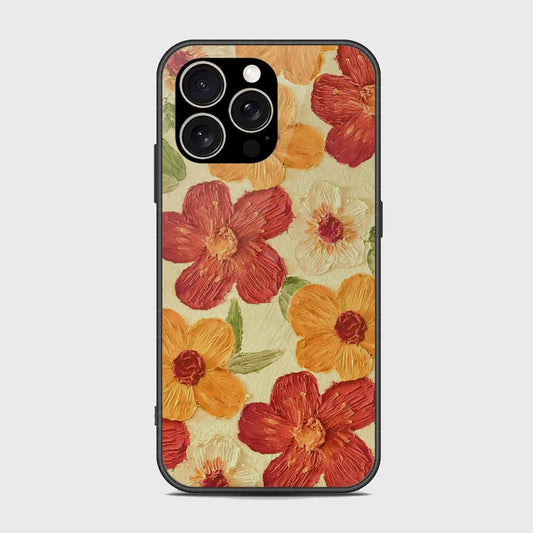 iPhone 15 Pro Cover - Floral Series - Design 6 - Red & Orange - HQ Premium Shine Durable Shatterproof Case