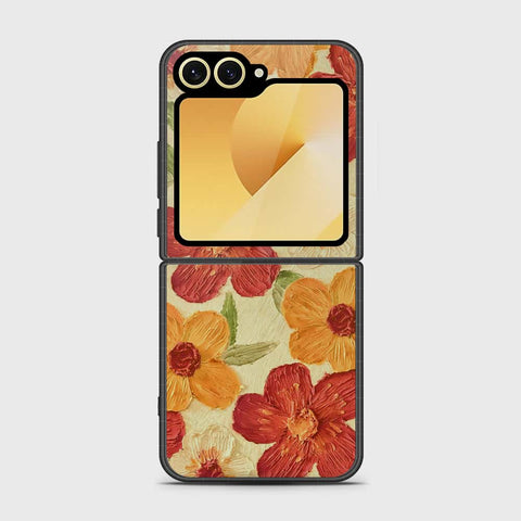 Samsung Galaxy Z Flip 6 Cover - Floral Series - Design 6 - Red & Orange - HQ Premium Shine Durable Shatterproof Case