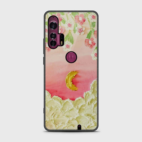 Motorola Edge Plus 2020 Cover - Floral Series - Design 7 - Pink & Yellow - HQ Premium Shine Durable Shatterproof Case