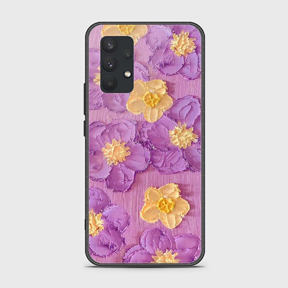 Samsung Galaxy A32 Cover - Floral Series - Design 8 - Purple & Yellow - HQ Premium Shine Durable Shatterproof Case