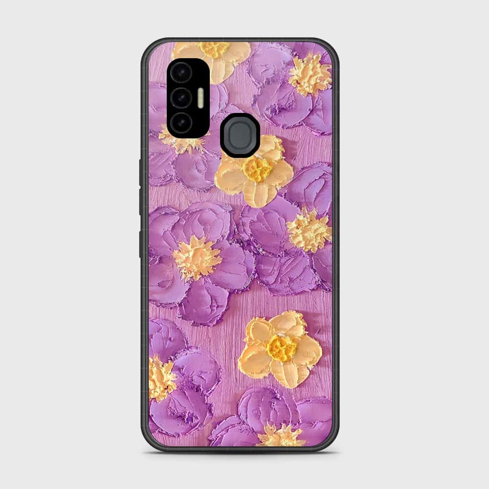 Tecno Spark 7 Cover - Floral Series - Design 8 - Purple & Yellow - HQ Premium Shine Durable Shatterproof Case