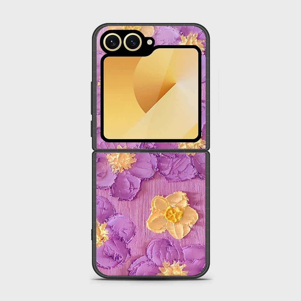 Samsung Galaxy Z Flip 6 Cover - Floral Series - Design 8 - Purple & Yellow - HQ Premium Shine Durable Shatterproof Case