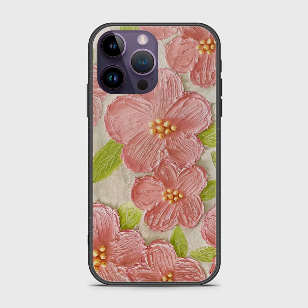 iPhone 14 Pro Max Cover - Floral Series - Design 9 - Pink & Green - HQ Premium Shine Durable Shatterproof Case
