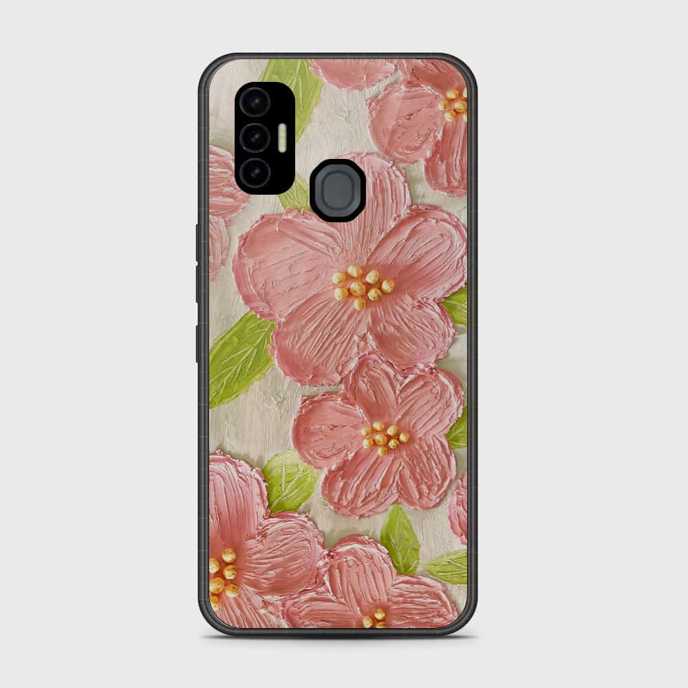 Tecno Spark 7 Cover - Floral Series - Design 9 - Pink & Green - HQ Premium Shine Durable Shatterproof Case