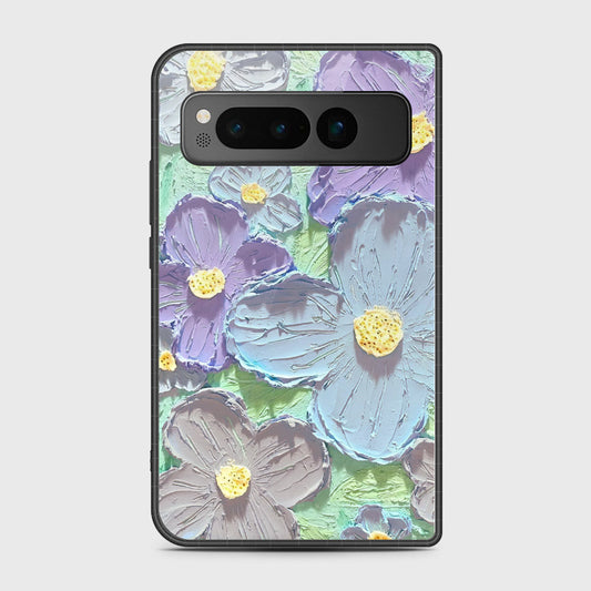 Google Pixel Fold Cover - Floral Series - Design 1 - Purple & Aqua - HQ Premium Shine Durable Shatterproof Case